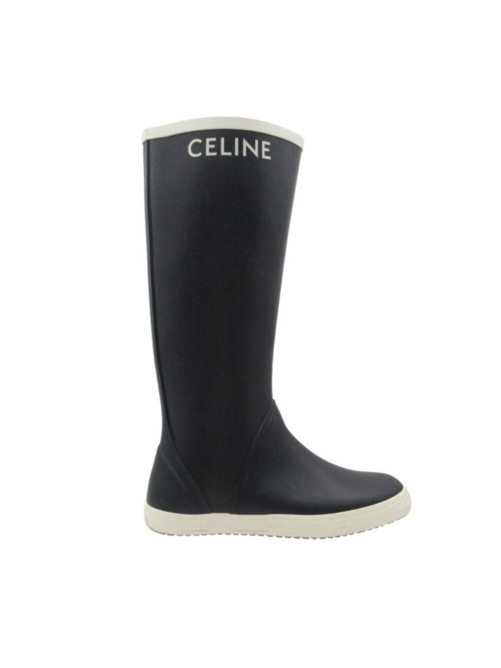 Celine Boots Rain Rubber Logo Shoes Navy